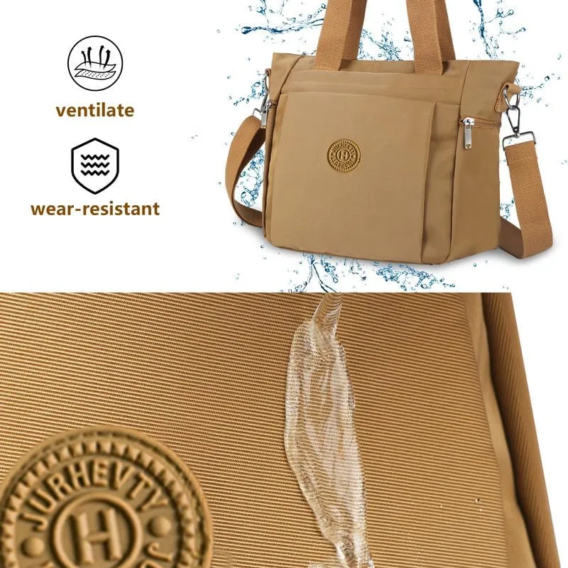 Women's Nylon Tote Bag with Zipper for Work or Travel
