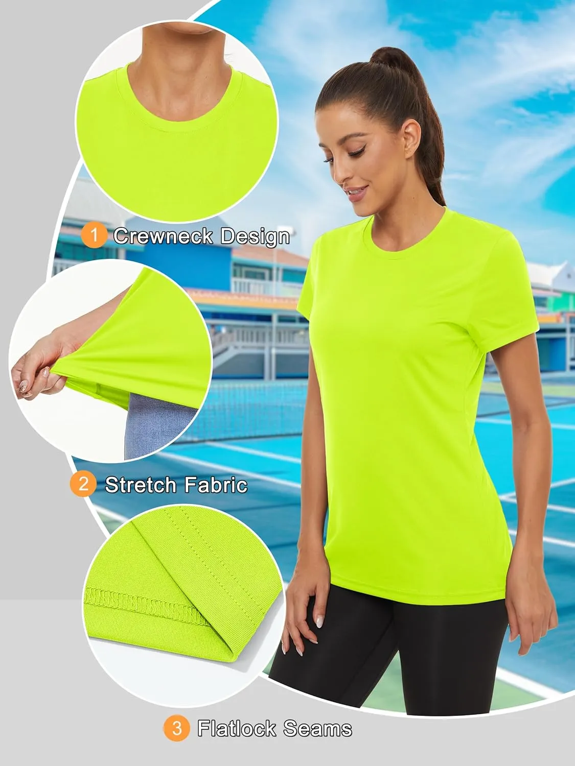 Women's Short Sleeve Shirts Workout Tops UPF 50  Sun Protection Tee Quick Dry Athletic Rash Guard T-Shirt