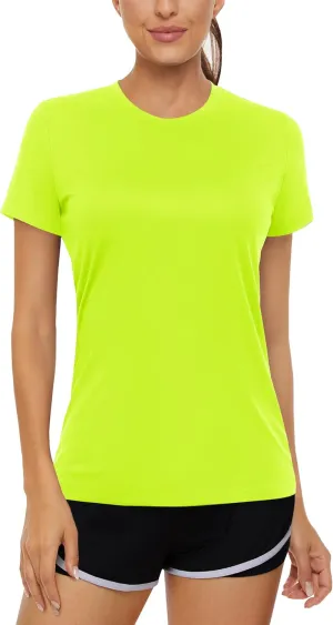 Women's Short Sleeve Shirts Workout Tops UPF 50  Sun Protection Tee Quick Dry Athletic Rash Guard T-Shirt
