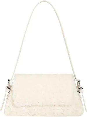 Women’s Shoulder Bag Designer Tote Bag Lightweight Top Handle Satchel Purse Faux Fur Handbag for Travel Work Shopping