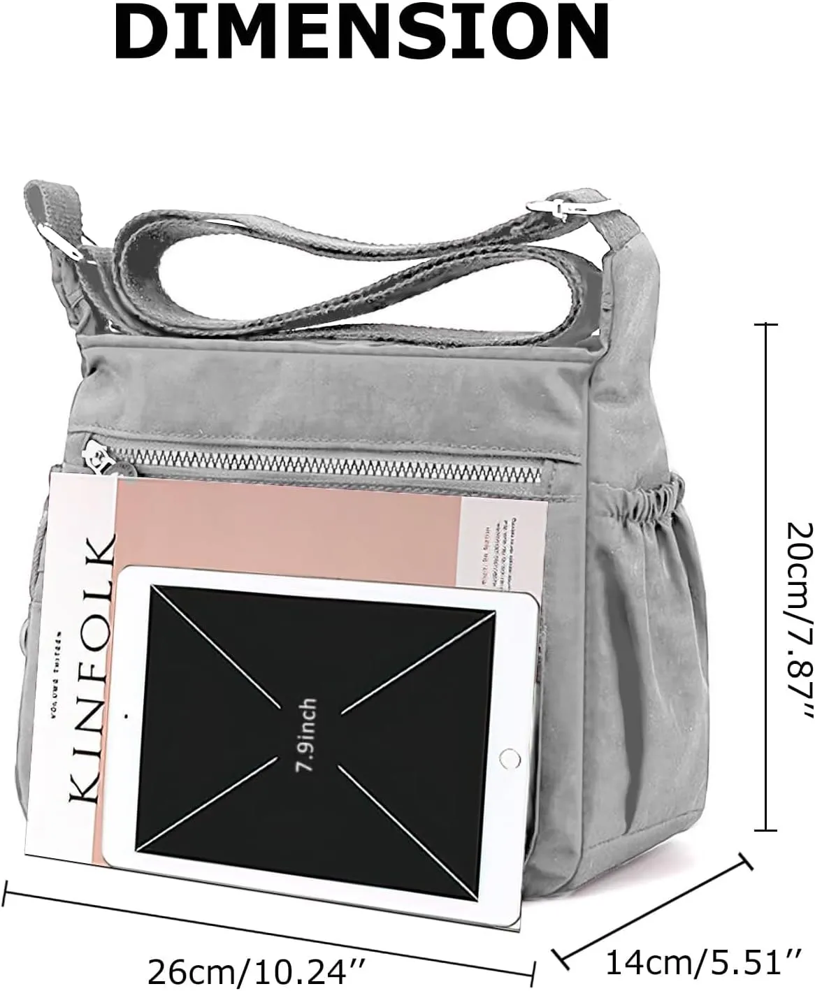 Women's Shoulder Bags Multi-Pocket Casual Crossbody Bag Handbags Waterproof Nylon Messenger Travel Bags Ladies Tote