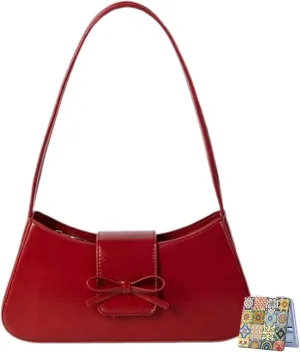 Women's Shoulder Bags Top Bow Handbags Faux Leather Tote Bags Classic Vintage Hobo Bags