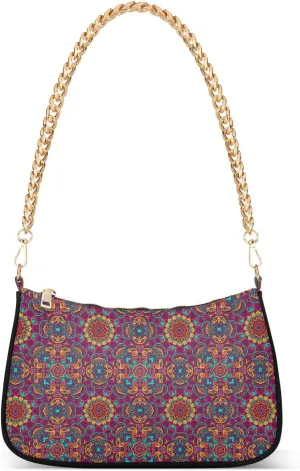 Women's Shoulder Handbags Chain Shoulder Brace for Women Bag Vintage Print Ladies Vacation Handbags Tote Purse,Multi1
