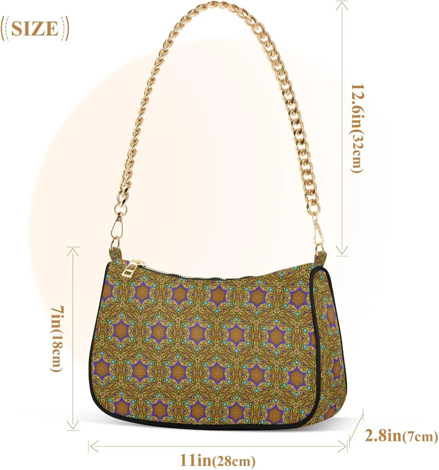 Women's Shoulder Handbags Chain Shoulder Brace for Women Bag Vintage Print Ladies Vacation Handbags Tote Purse,Multi1