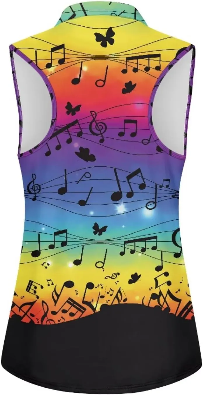 Womens Sleeveless Golf Shirts Zip Up V Neck Workout Tank Tops Quick Dry Lightweight Athletic Tops