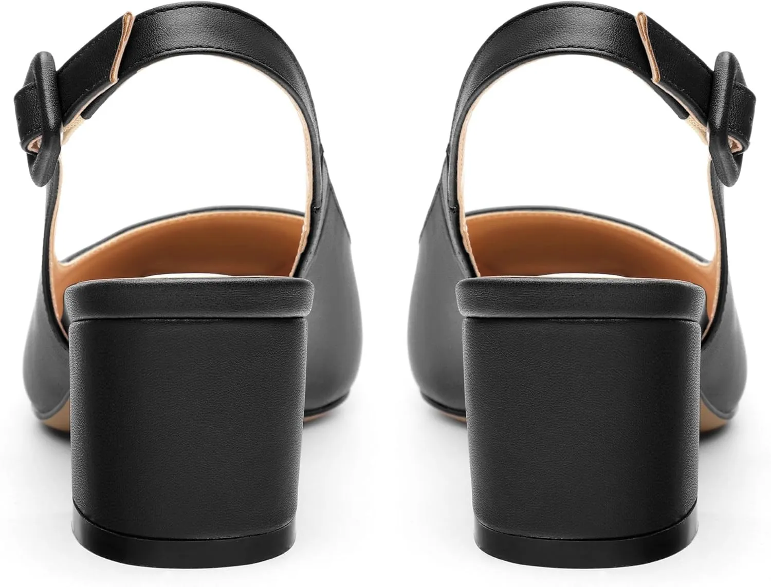 Women's Slingback Low Chunky Heels Square Toe Block Heels for Women Closed Toe Comfortable Casual Wedding Work Pumps 2 Inch