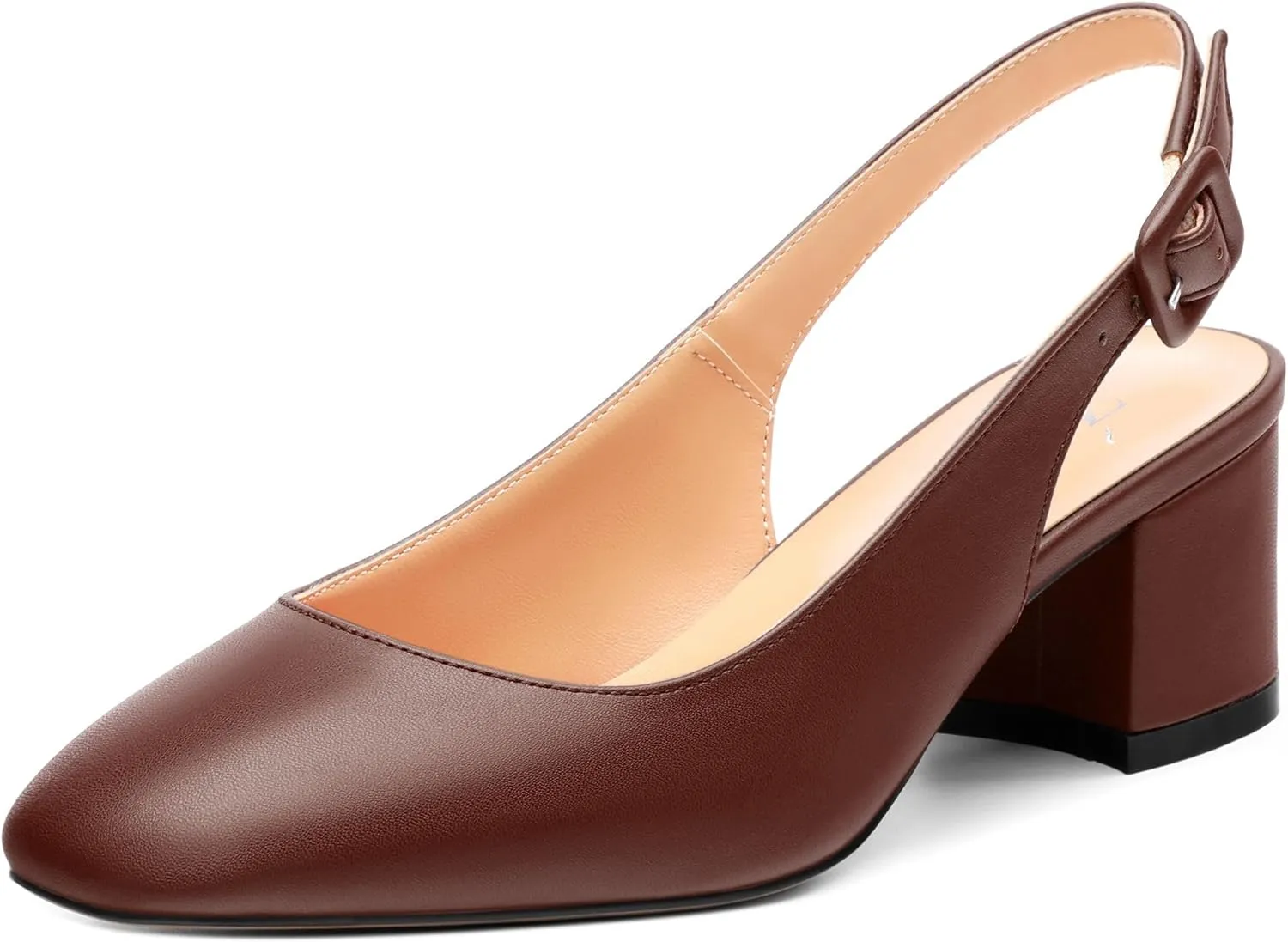 Women's Slingback Low Chunky Heels Square Toe Block Heels for Women Closed Toe Comfortable Casual Wedding Work Pumps 2 Inch