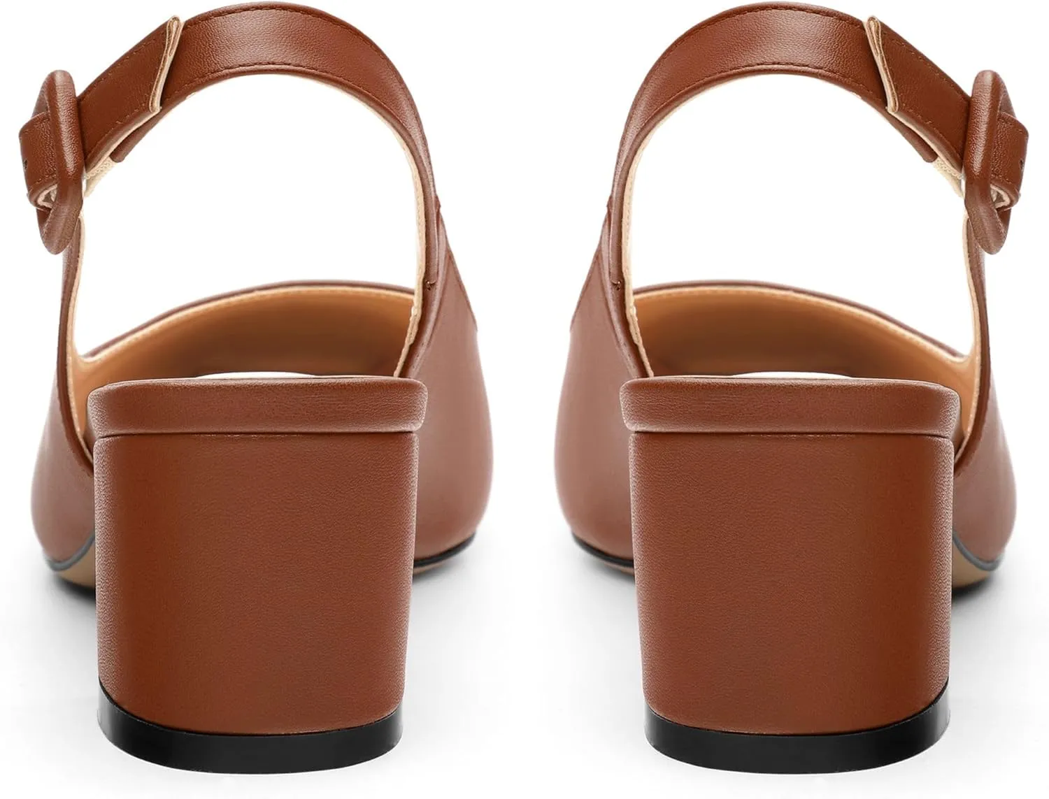 Women's Slingback Low Chunky Heels Square Toe Block Heels for Women Closed Toe Comfortable Casual Wedding Work Pumps 2 Inch