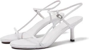 Women's Strappy Sandals Open Toe Ankle Strap Kitten Heels Minimalist Summer Slingback Dress Shoes