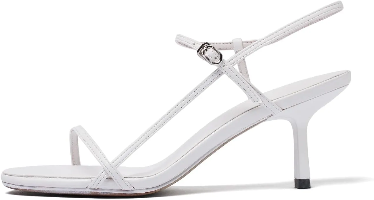 Women's Strappy Sandals Open Toe Ankle Strap Kitten Heels Minimalist Summer Slingback Dress Shoes