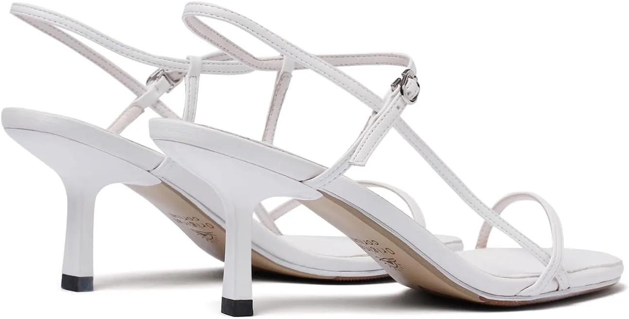 Women's Strappy Sandals Open Toe Ankle Strap Kitten Heels Minimalist Summer Slingback Dress Shoes
