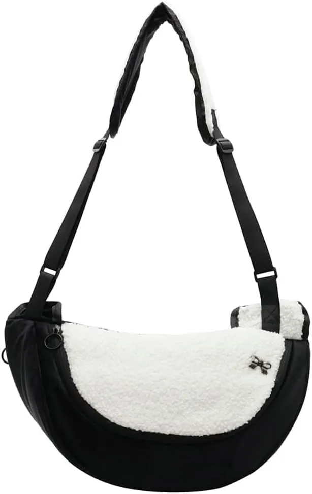 Womens Stylish Plush Dumpling Purse Large Crossbody Shoulder Bag Adjustable Strap Cute Furry Tote Handbags