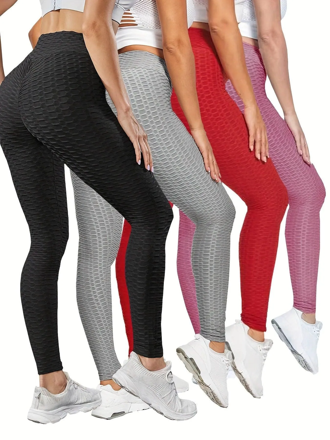 Women's Tummy Control Slimming Textured High Waist Leggings - 9039