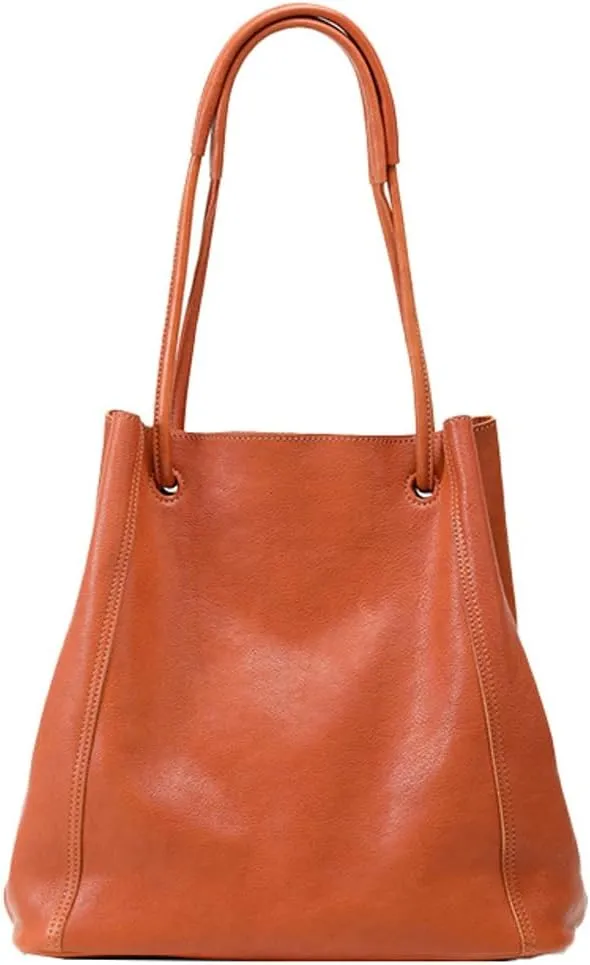 Womens Vintage Genuine Leather Tote Bag Large Bucket Shoulder Satchel Work Purses Top Handle Handbags Set 2pcs