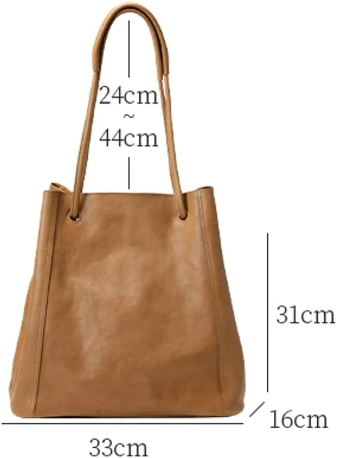 Womens Vintage Genuine Leather Tote Bag Large Bucket Shoulder Satchel Work Purses Top Handle Handbags Set 2pcs