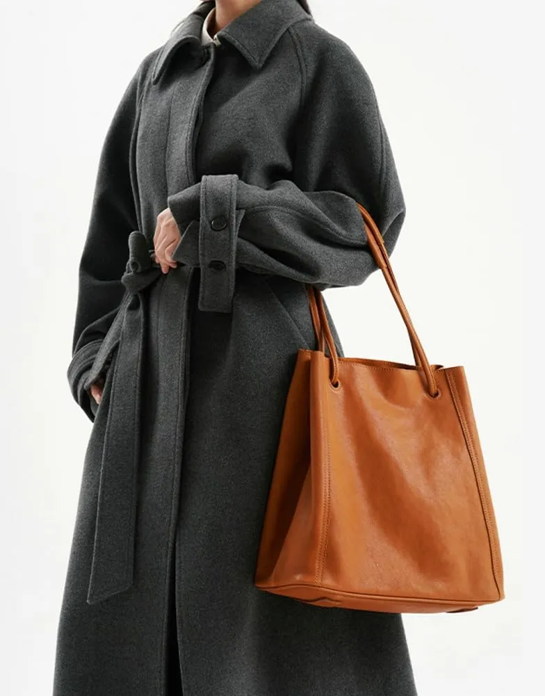 Womens Vintage Genuine Leather Tote Bag Large Bucket Shoulder Satchel Work Purses Top Handle Handbags Set 2pcs