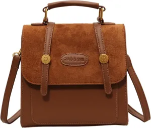 Womens Vintage Messenger Bag PU Leather Elegant Shoulder Crossbody Bag Fashion Handbag for Work Shopping Travel