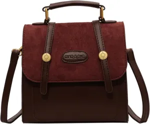 Womens Vintage Messenger Bag PU Leather Elegant Shoulder Crossbody Bag Fashion Handbag for Work Shopping Travel