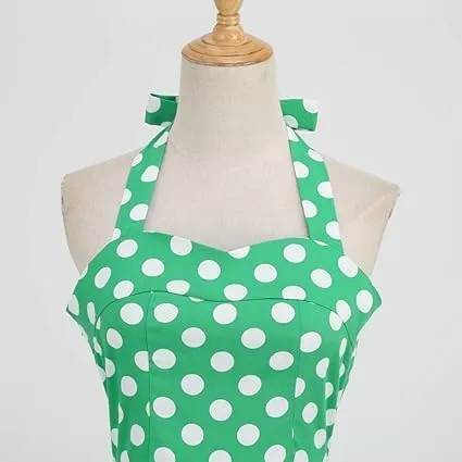 Women's Vintage Polka Dot Halter Dress 1950s Retro Audrey Hepburn Style Dress Summer Swing Prom Cocktail Outfit