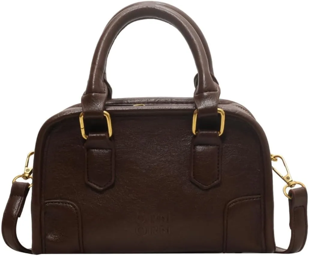 Women's Vintage Square Bag Soft Leather Shoulder Handbags Elegant Crossbody Bag