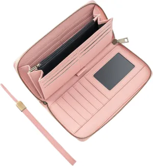 Women's Wallet RFID Blocking Leather Zip Around Large Capacity Card Holder Ladies Phone Clutch Long Purse Wristlet
