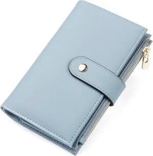 Womens Wallet RFID Blocking Vegan Leather Trifold Clutch Credit Card Holder Ladies Travel Wallet Purse with Pen Holder