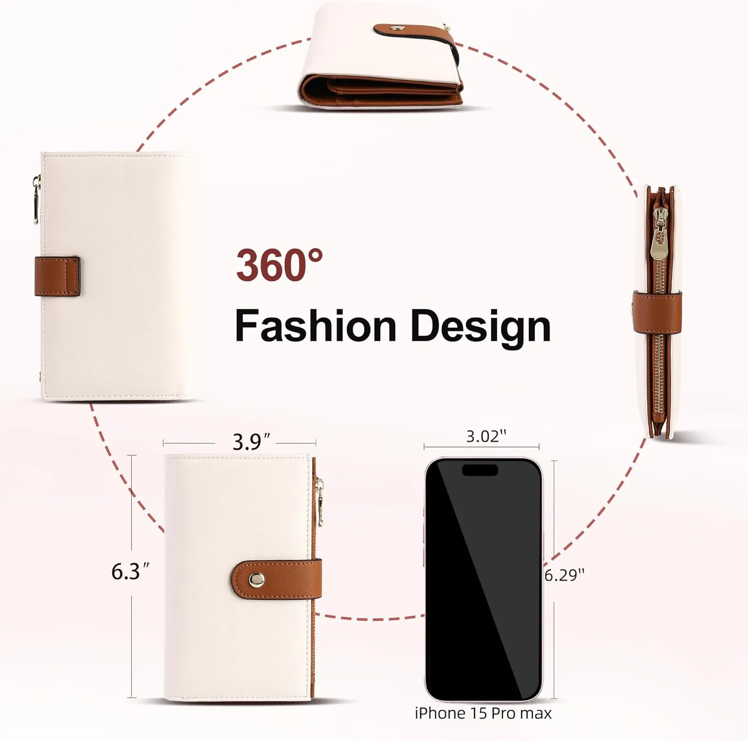 Women's Wallets RFID Blocking Leather Trifold Clutch Wallet Credit Card Holder Ladies Travel Wallet Purse with Pen Holder