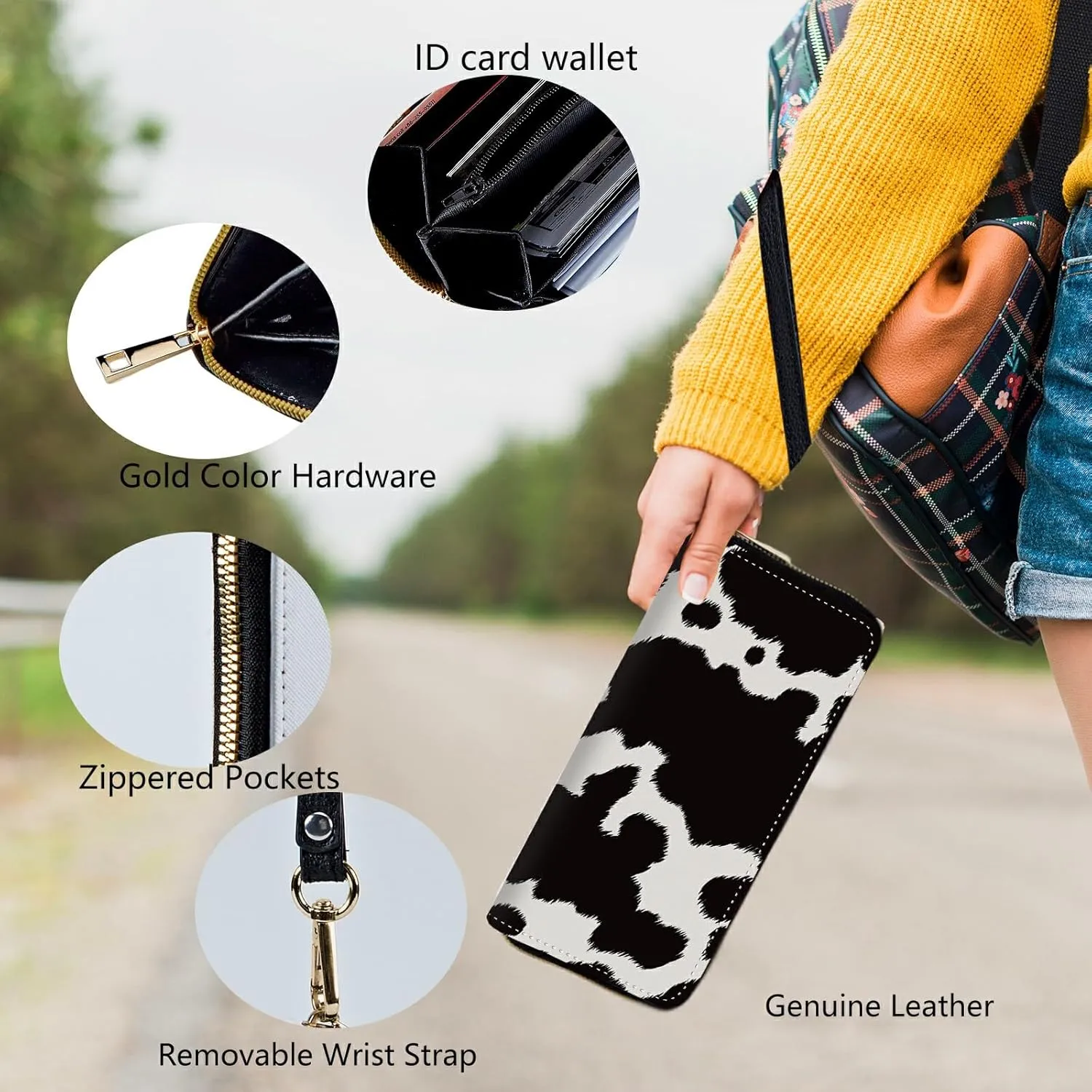 Womens Wristlet Wallets Large Capacity Card Holder Cash Pocket Zip Around
