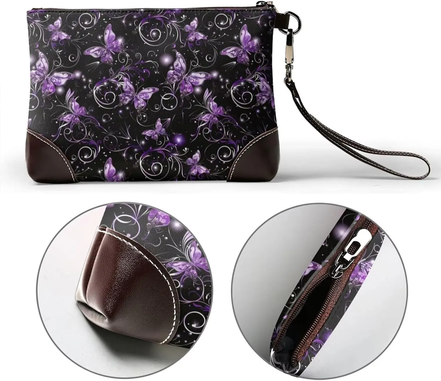 Women's Zip Around Purse Wallet Handbag PU Leather Clutch Wallets for Party