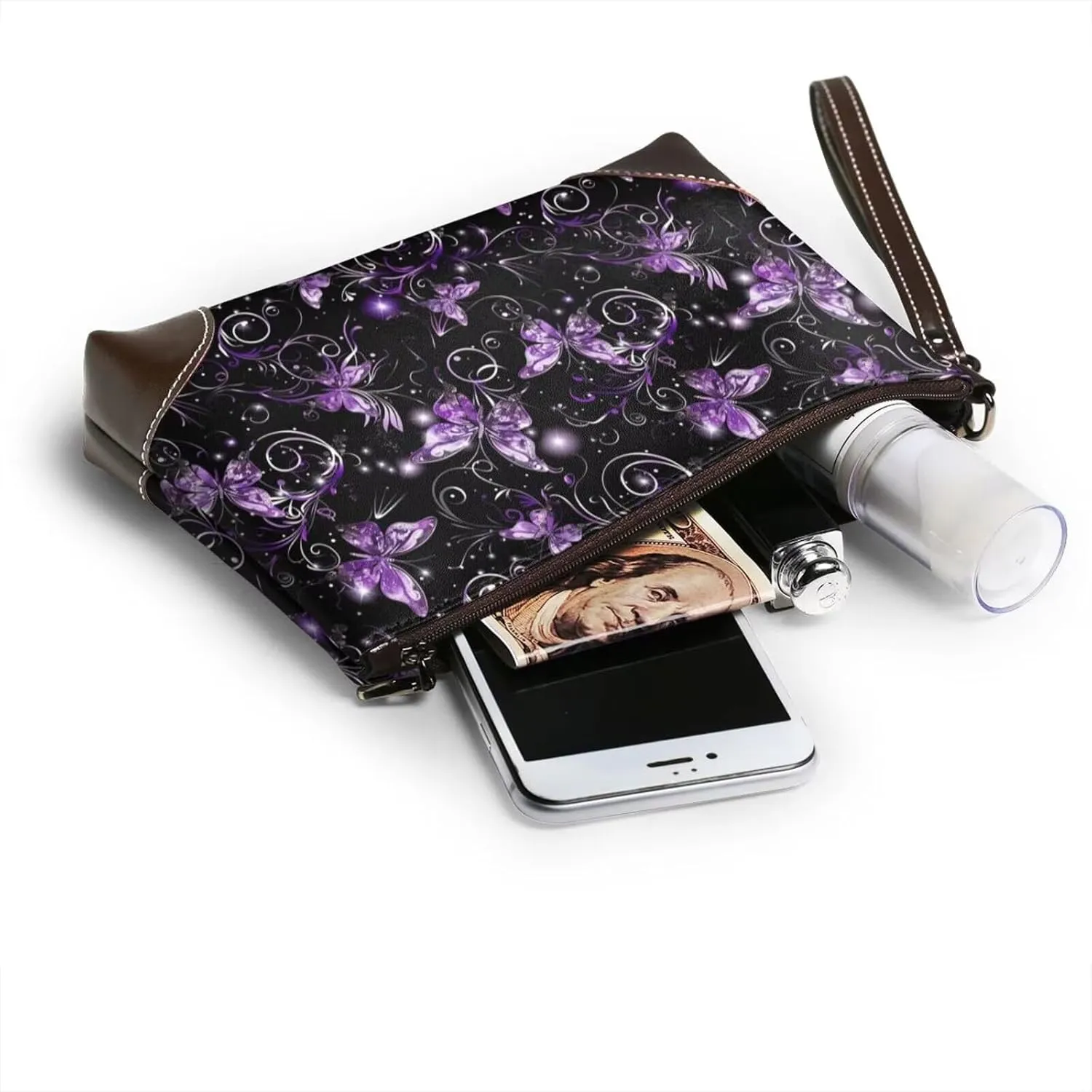 Women's Zip Around Purse Wallet Handbag PU Leather Clutch Wallets for Party