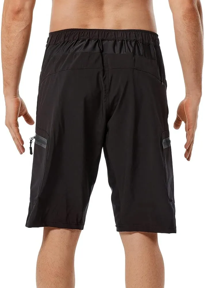 WOSAWE Men's Baggy Cycling Shorts Quick Dry Mountain Bike Bottoms MTB Padded Shorts with 7 Pockets