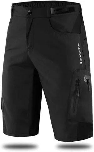 WOSAWE Men's Baggy Cycling Shorts Quick Dry Mountain Bike Bottoms MTB Padded Shorts with 7 Pockets