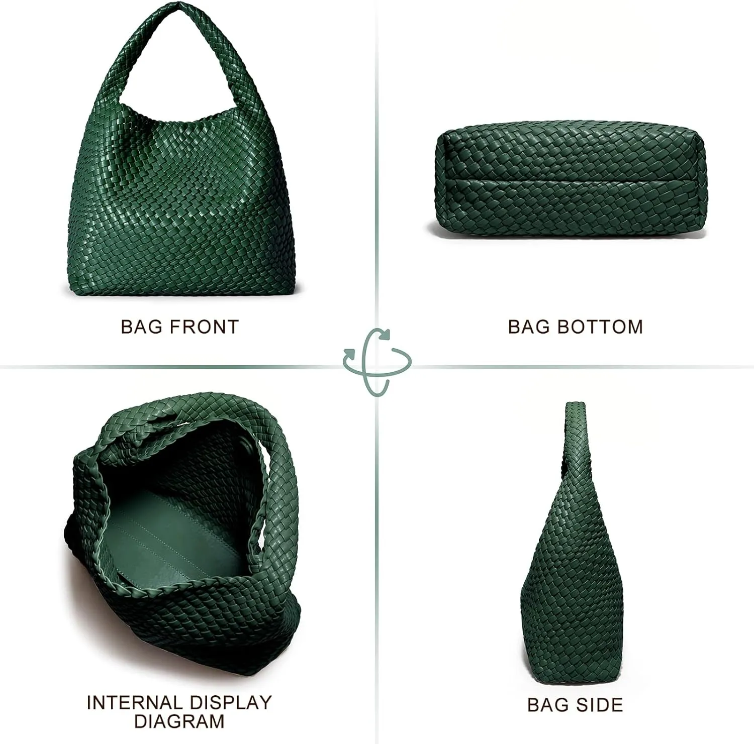 Woven Bag Purses and Handbags Woven Vegan Leather Tote Shoulder Top-Handle Bag With Purses for Women