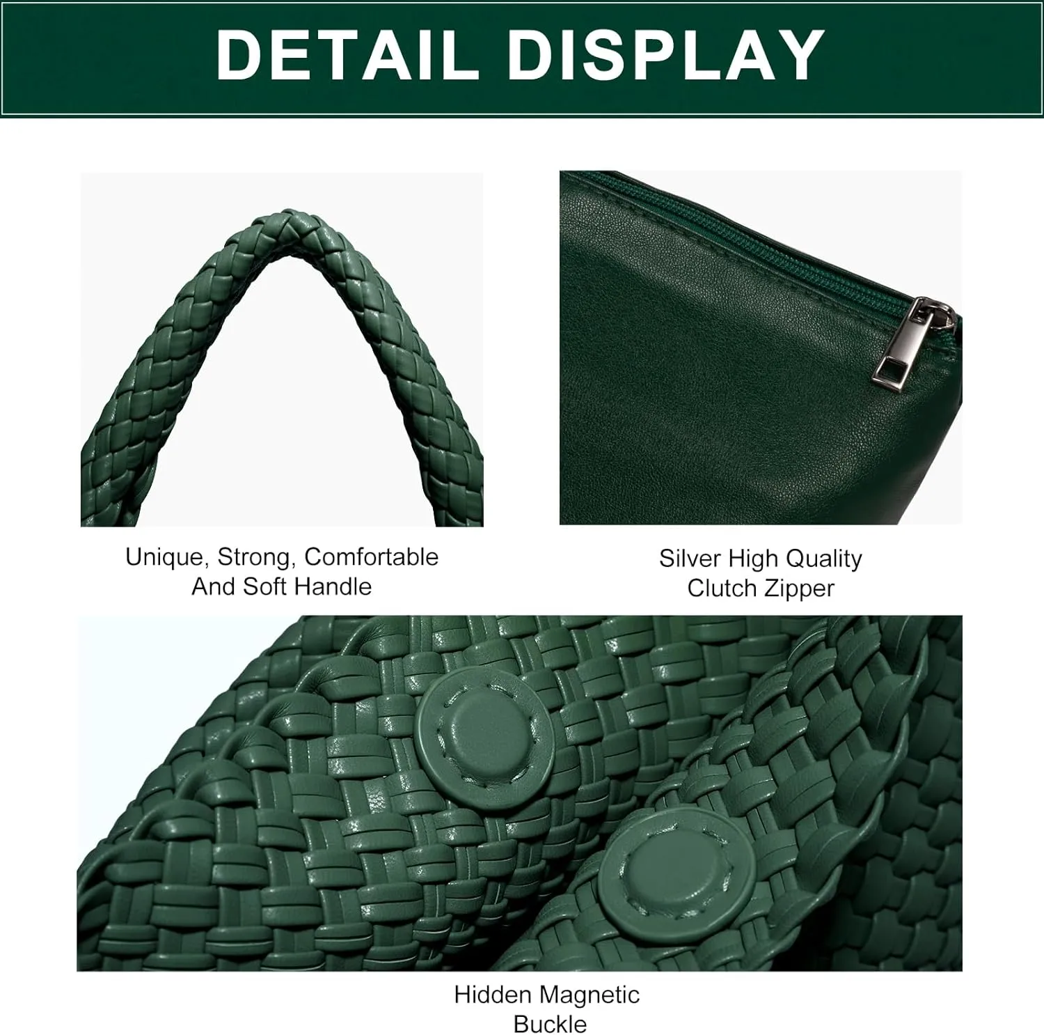 Woven Bag Purses and Handbags Woven Vegan Leather Tote Shoulder Top-Handle Bag With Purses for Women