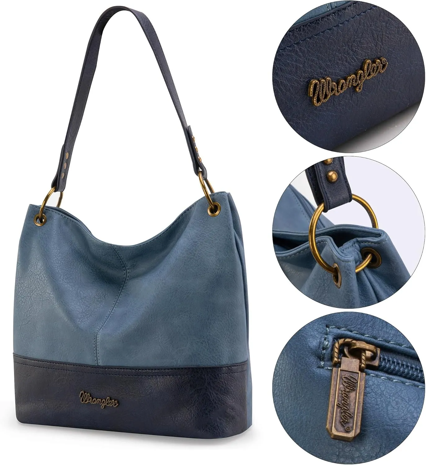Wrangler Hobo Bags for Women Vegan Leather Top Handle Shoulder Purses and Handbags