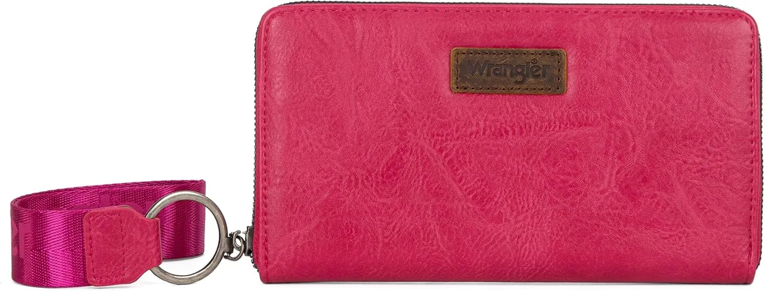 Wrangler Women's Wallets Wristlet Credit Card Wallet Large Capacity Wallet Women RFID Blocking Wallet Woman Pink Wallet Designer Wallets for Women