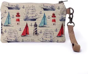 Wristlet Wallets for Women - 4.7" x 8" Handcrafted Womens Wallet, 100% Cotton Canvas with Leather Strap