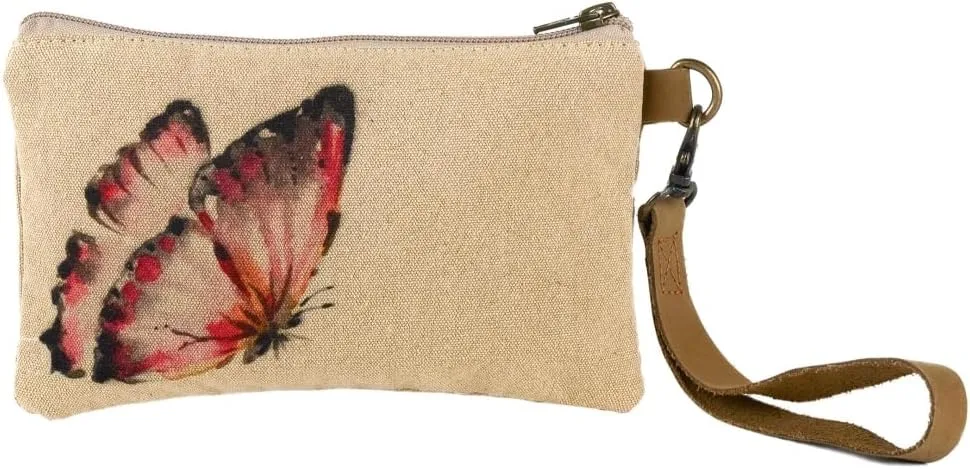 Wristlet Wallets for Women - 4.7" x 8" Handcrafted Womens Wallet, 100% Cotton Canvas with Leather Strap