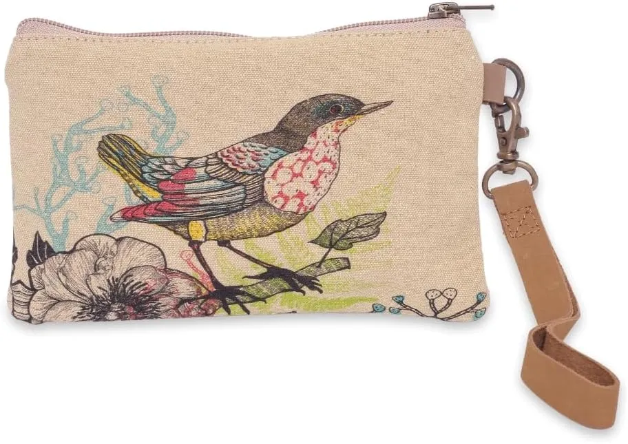 Wristlet Wallets for Women - 4.7" x 8" Handcrafted Womens Wallet, 100% Cotton Canvas with Leather Strap