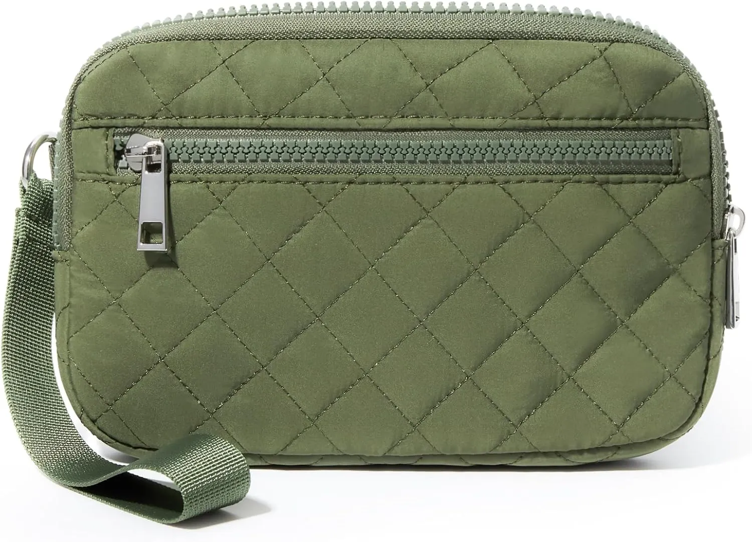 Wristlet Wallets Women RFID Card Holder 7.9" Phone Wallet Small Purse 3 Zipper Quilted Nylon Clutch Bag Daily Travel