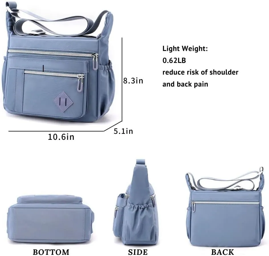 Wxnow Multi Pocket Shoulder Bag Crossbody Bag for Women Travel Purse Work Bag