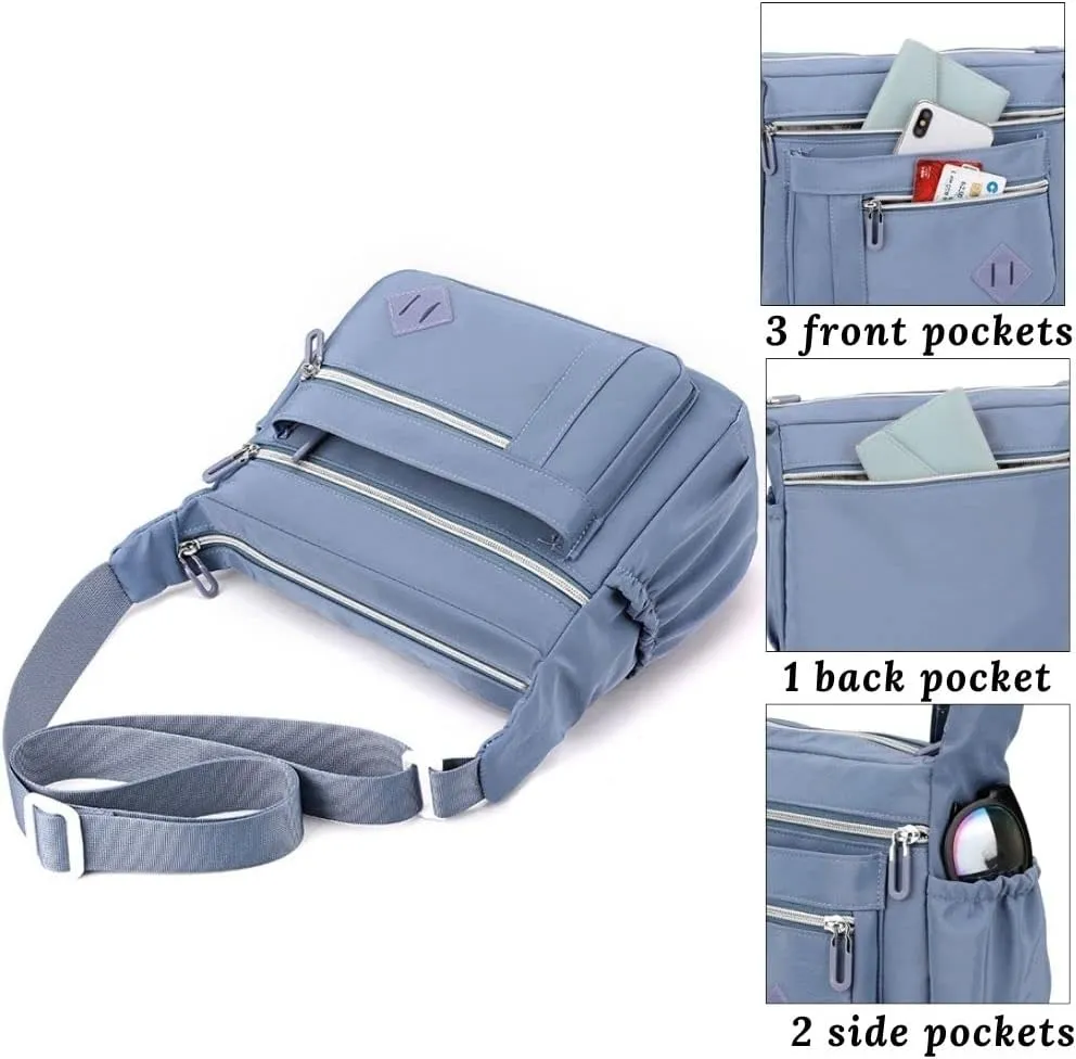 Wxnow Multi Pocket Shoulder Bag Crossbody Bag for Women Travel Purse Work Bag