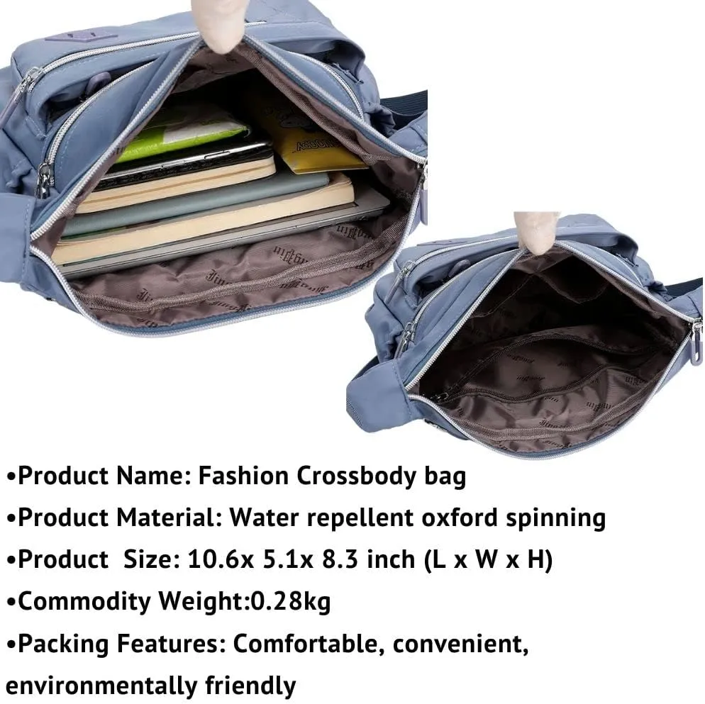 Wxnow Multi Pocket Shoulder Bag Crossbody Bag for Women Travel Purse Work Bag