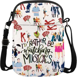 XYANFA Musical Crossbody Bag Musical Lover Gift Musical Fans Gift I’d Rather Be Watching Musical Handbag