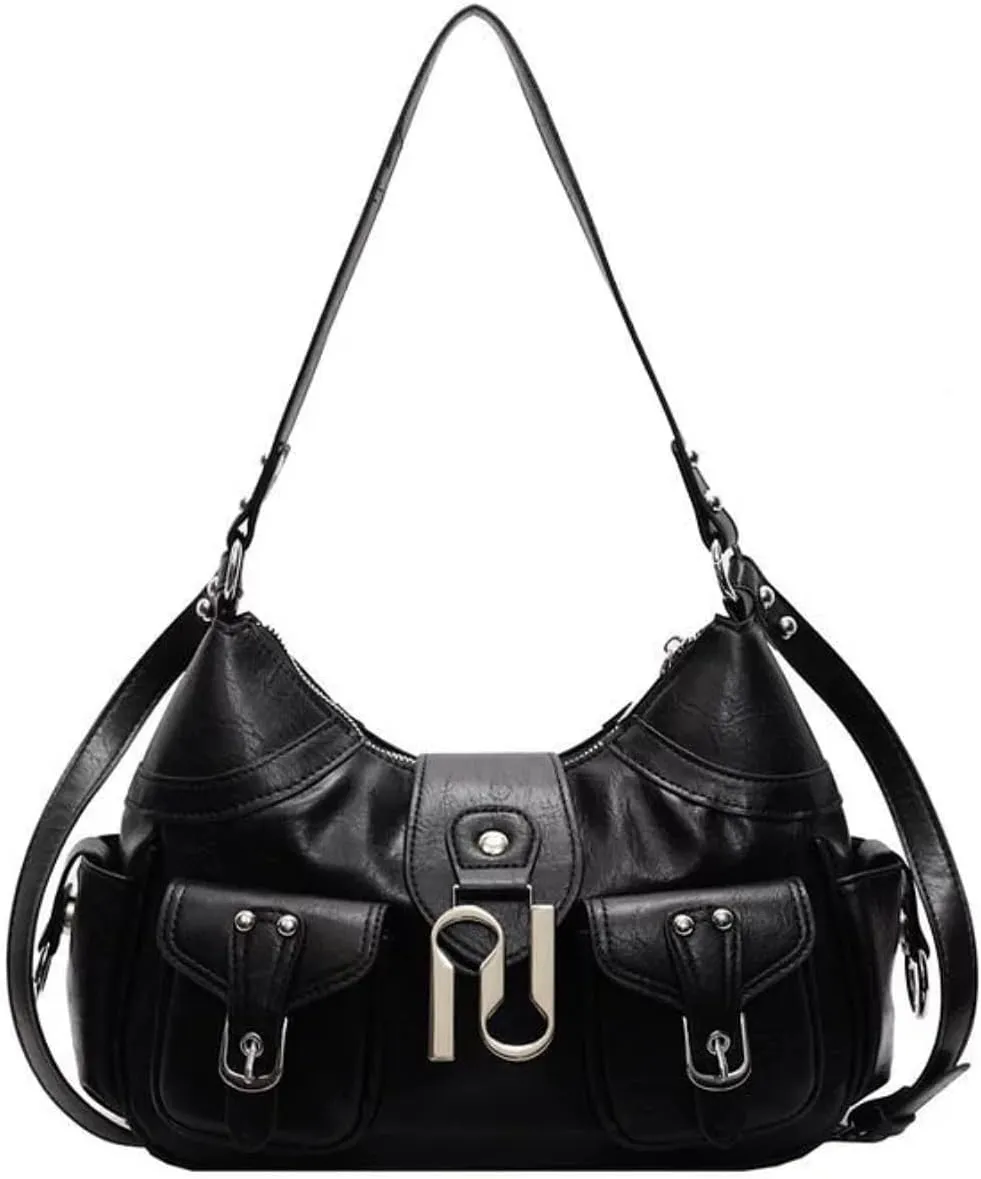Y2k Shoulder Purse Women Trendy Leather Tote Bag Cute Punk Streetwear Accessories 2000s Designer Handbags