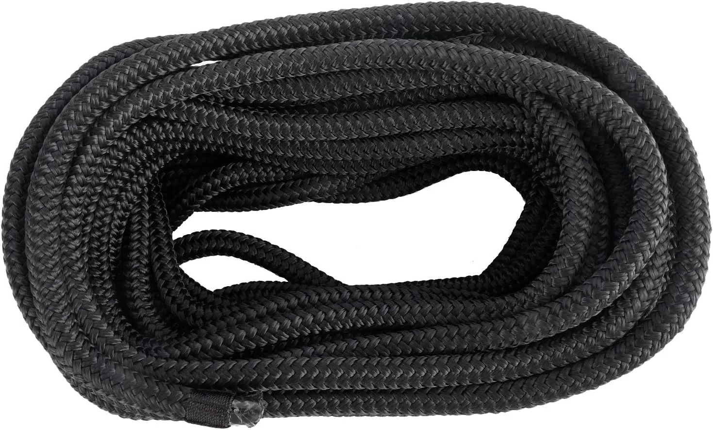 YaeMarine 2-Pack 3/4 Inch x 25ft Double Braid Nylon Dockline Dock Line Mooring Rope Marine Boat Dock Lines with 15" Loop Black