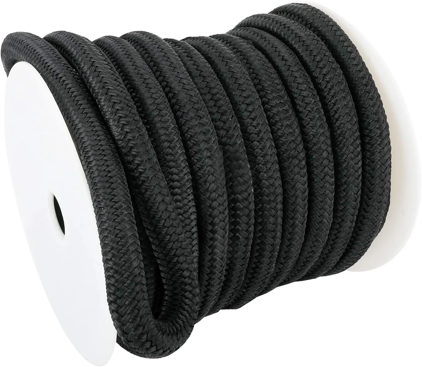 YaeMarine 3/4 Inch x 50 ft Double Braid Nylon Dockline Dock Line Mooring Rope Marine Boat Dock Lines with 15" Loop Black for Boats