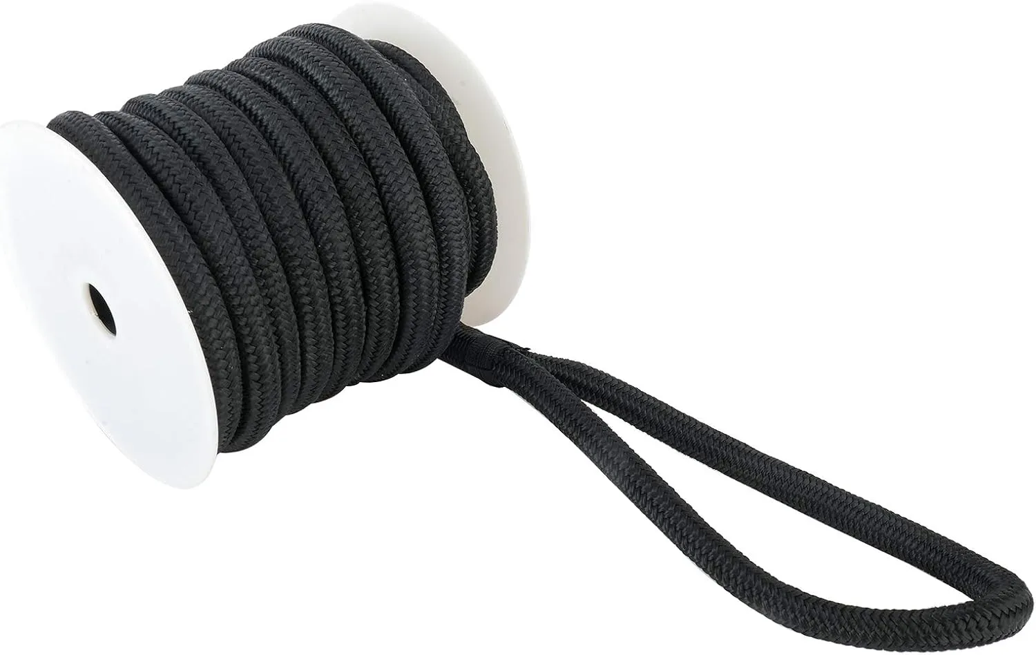 YaeMarine 3/4 Inch x 50 ft Double Braid Nylon Dockline Dock Line Mooring Rope Marine Boat Dock Lines with 15" Loop Black for Boats