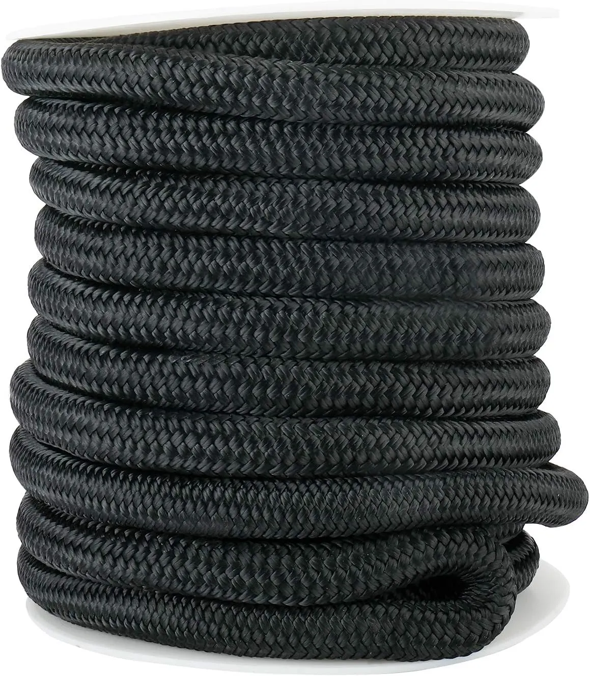 YaeMarine 3/4 Inch x 50 ft Double Braid Nylon Dockline Dock Line Mooring Rope Marine Boat Dock Lines with 15" Loop Black for Boats
