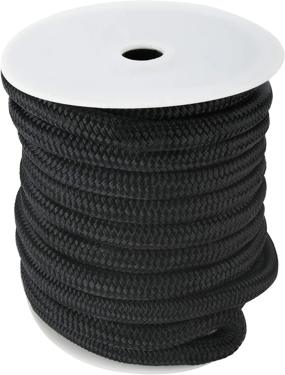 YaeMarine 3/4 Inch x 50 ft Double Braid Nylon Dockline Dock Line Mooring Rope Marine Boat Dock Lines with 15" Loop Black for Boats